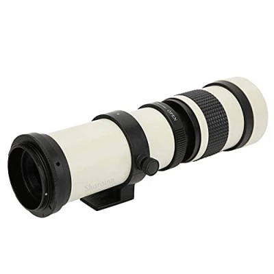 Immagine di Obiettivo telescopico, bianco con 420 800MM Super Telezoom F/8.3 16 teleobiettivo a fuoco manuale per EOS 100D/200D/250D/350D/400D/650D/800D/1000D/1100D/1300D/2000D/4000D,