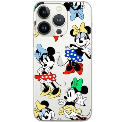 Immagine di ERT GROUP custodia per cellulare Iphone 13 PRO MAX originale e con licenza ufficiale Disney, modello Minnie 076 adattato in modo ottimale alla forma dello smartphone, parzialmente trasparente