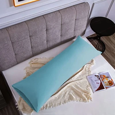 Immagine di Federe Cuscini Letto Matrimoniale 50 x 135 cm, in Microfibra Chiusura a Busta Celeste