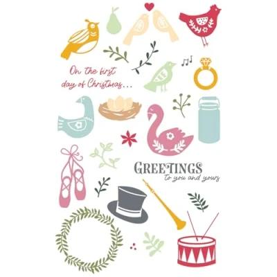 Immagine di Sizzix Catherine Pooler Set di timbri trasparenti, formato A5, motivo: 12 giorni Natale