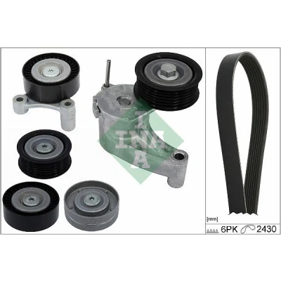 Immagine di INA 529 0554 10 Kit cinghie Poly V Controllare corsa libera generatore ed ev. sostituire VOLVO: XC60 I, V60 S60 II