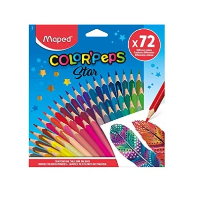 Immagine di Maped matite colorate ergonomiche a tre bordi, COLOR&#039;PEPS STAR in legno certificato FSC 72 penne