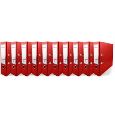 Immagine di Netuno 10 raccoglitori documenti rosso a 2 anelli A4 dorso 8 cm in cartone ecologico riciclato per archivio ufficio faldoni portadocumenti registratori ad