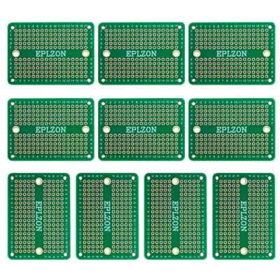 Immagine di EPLZON Mini PCB Placcato Oro Breadboard per Progetti di Elettronica Fai da Te Compatibile con Saldatura 2.0&quot;x1.5&quot; Colore Misto (Confezione 10 Pezzi,Verde)