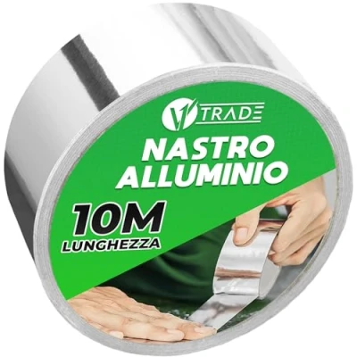 Immagine di V1 TRADE Nastro Alluminio Adesivo Alte Temperature 48 mm x 10 m per Riparazioni Resistente ad Acqua