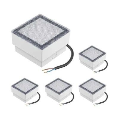 Immagine di ledscom.de 5 pezzi LED pavimentazione pietra terra luce da incasso CUS per esterni, IP67, angolare, 10 x 10cm, bianco caldo