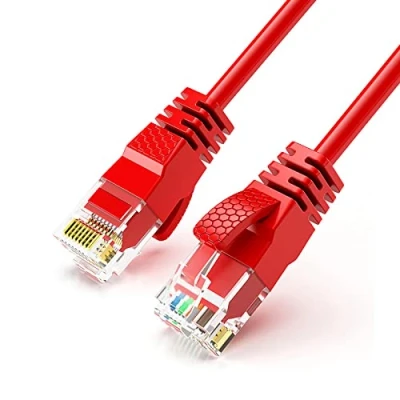 Immagine di Reulin Cavo Ethernet Ultra Sottile di 3M Lunghezza, Internet LAN ad Alta Velocità Cat6 3 M, Connettore Rete Gigabit RJ45 Collegamento (3 Metri Rosso)