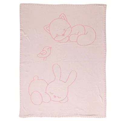 Immagine di Nattou Coperta a Maglia in Cotone, Pomme il Coniglietto, Reversibile, 100 x 75 cm, Alice e Pomme, Rosa/Bianco
