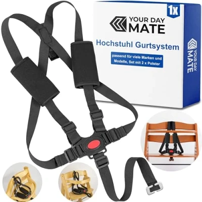 Immagine di imbracatura di sicurezza per seggiolone con cuscinetti cinture, 1 Set, compatibile Hauck, Stokke Tripp Trapp, Roba, sistema a 5 punti seggioloni bambini
