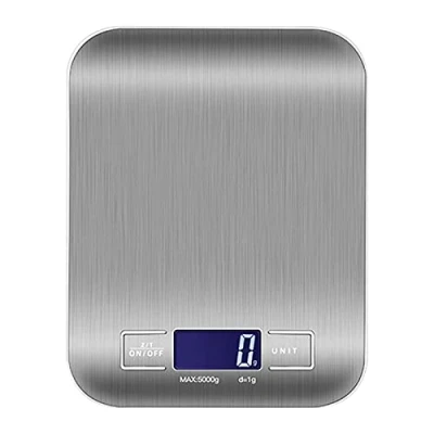 Immagine di Bilancia Da Cucina Digitale Con Display Lcd, Elettronica Ultrasottile Alimentare In Acciaio Inox Premium, Per Cuocere E Cucinare, 5 Kg / 10