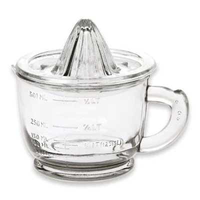 Immagine di LOBERON Spremilimoni Cindy Elegante spremiagrumi in vetro con scala graduata incisa Robusto e lavabile lavastoviglie 17 cm ø di 14 cm, trasparente