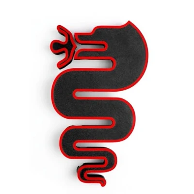 Immagine di Logo per griglia Alfa romeo Giulietta, Serpente Biscione Drago Esterno Frontale Design Stemma Tuning Accessori Giulietta restyling 2016 (Nero Rosso) &#039;Griglia non inclusa&#039;