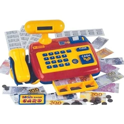 Immagine di Theo Klein 9330 Registratore di Cassa elettronico, con Scanner, calcolatrice, Suono, Include Soldi per Giocare, 26,5 cm x 17 14 cm, Giocattoli Bambini dai 3 Anni in su