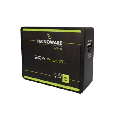 Immagine di Tecnoware Power Systems Mini UPS ERA PLUS DC, Protezione Blackout e Sbalzi Tensione, Uscite USB C A, Compatibile con WIFI Modem, Autonomia fino a 240 Min, 25W