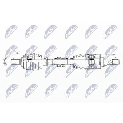 Immagine di NTY NPW NS 100 Albero motore / Semiasse Assale anteriore Sx 635 Cambio manuale NISSAN: Note II Hatchback