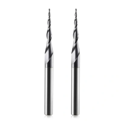 Immagine di HOZLY fresa a sfera conica CNC, 2 pezzi, elicoidale R0.5, fusto da 6 mm, flauti HRC55, 0,5 mm raggio CNC con rivestimento AlTiN per Gravu 2D/3D