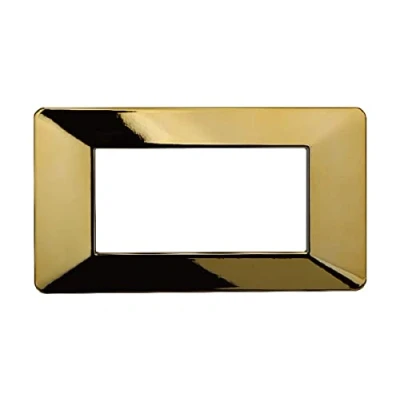 Immagine di Placca Compatibile Con Vimar Plana, Placche In Plastica, 1 Pezzo (4 Posti/Moduli,Oro Lucido)