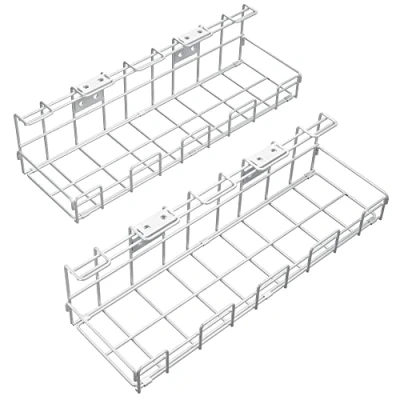 Immagine di Scrivania portacavi per l&#039;ordine sul posto di lavoro in metallo bianco gestione dei cavi cavi, prese multiple una presa sicura (2 x L, organizer e canalina cavi) KD Essentials
