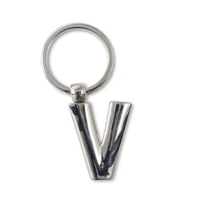 Immagine di if Portachiavi in metallo con lettere dell&#039;alfabeto a V, 7 cm, Argento, Classico