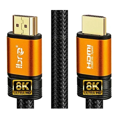 Immagine di Cavo HDMI 2.1 IBRA 8K ultra veloce a 48 Gbps Supporta 8K@60HZ,4K@120HZ,4320p,compatibile con Fire TV, supporto 3D, funzione Ethernet, UHD, 3D Xbox PlayStation PS3 PS4 PC ecc 2M ORANGE