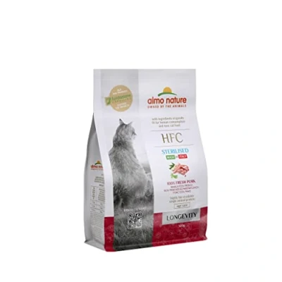 Immagine di almo nature HFC Longevity Sterilized Mangime Secco, bilanciato e Completo per Gatti con 100% Maiale Fresco di qualità