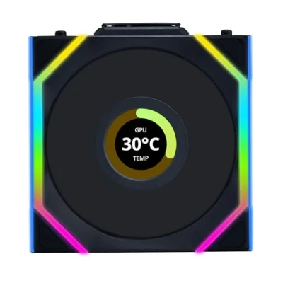 Immagine di Lian Li UNI FAN SL Wireless LCD Lüfter, ARGB, PWM Reverse Blade, 120 mm Ventola per PC case Nero (L x A P) 124.5 28