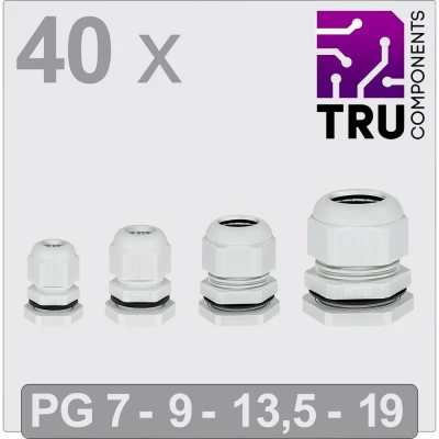 Immagine di TRU COMPONENTS TC 13448356 Pressacavo filettato Poliammide Grigio 40 pz.