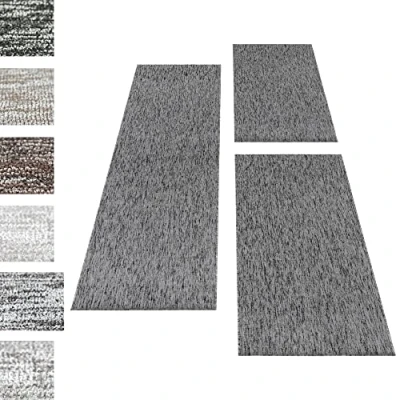 Immagine di Carpettex Teppich set di tappeti a pelo corto per il letto della camera da altezza del 4mm 3 pezzi, colore:Grigio chiaro, letto:2 pezzi 80x150 + 1 pz 80x250