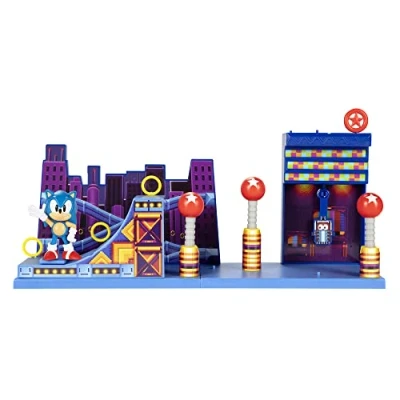 Immagine di Sonic The Hedgehog Studiopolis Zone, Interactive Playset Include 2.5 / 6cm Action Figure Hedgehog, Set da Gioco con Personaggio, Multicolore, 6 cm, 406924