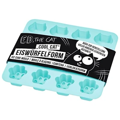 Immagine di moses. Ed, the Cat Stampo per cubetti di ghiaccio a forma zampe e gatti, in silicone lavabile lavastoviglie, divertenti, 1 pezzo, colore: Blu