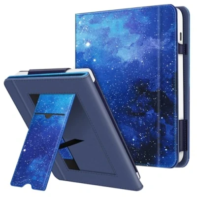 Immagine di FINTIE Custodia per 7&quot; Kobo Libra Colour (2024) / 2 (2021) eReader Stand Cover Protettiva Case con Card Slot e Hand Strap, Auto Sveglia/Sonno, Starry Sky