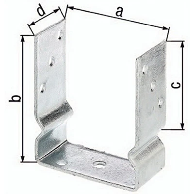 Immagine di Alberts 217600 Supporto per pali a U, da avvitare o calcestruzzo, zincato caldo, larghezza 71 mm