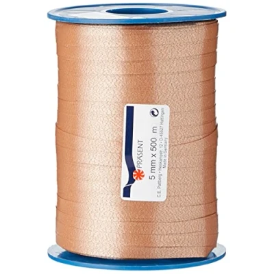 Immagine di C.E. PATTBERG nastro colore torrone, rotolo regalo, lungh. 500 m, largh. 5 mm, per decorare, abbellire pacchetti di Natale e pacchi regalo in ogni occasione