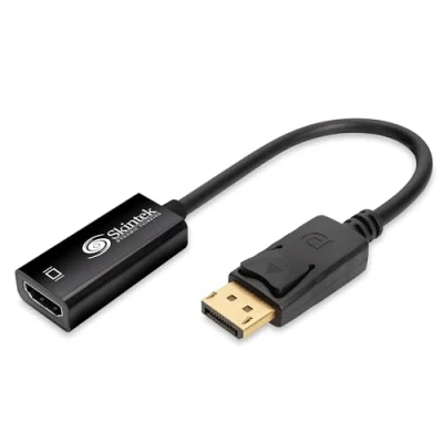 Immagine di Skintek SK 04 DPH adattatore Display Port (DP) a HDMI, 4K 1080p 60 Hz, maschio femmina per connettere PC/Notebook/MAC con uscita Monitor,Projettore ingresso HDMI. Cavo 18 cm.