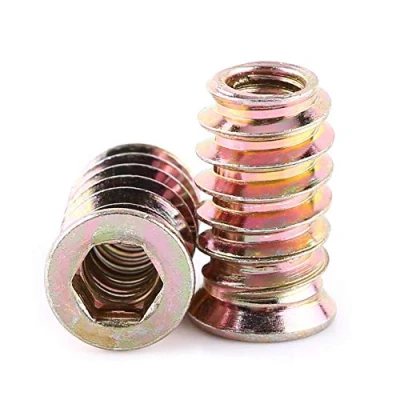 Immagine di Dadi Inserto 20 pezzi, Inserti Filettat, Dado Esagonale a Testa Esagonale, Filettato per Mobili in Legno, Materiale Acciaio al Carbonio Zincato (M6*20mm)