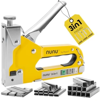 Immagine di Rapid NUNU Pistola Sparapunti 3 in 1 per Lavori su Legno, Tappezzeria, Tappeti e Cavi, con Potenza Regolabile Design Ergonomico, include 3.000 Punti Metallici Borchie