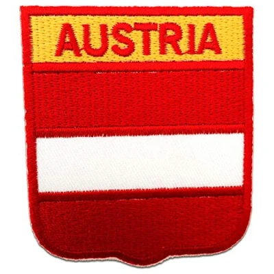 Immagine di Austria bandiera Toppe termoadesive Patch Toppa ricamate, misura: 6 x 7 cm