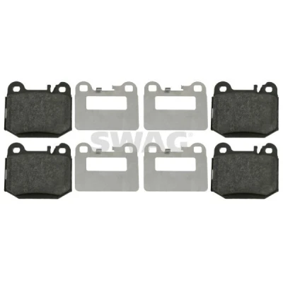 Immagine di SWAG 10 91 6437 Kit pastiglie freno Assale posteriore Predisposto per contatto segnalazione usura con materiale di fissaggio MERCEDES BENZ: Classe ML