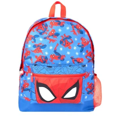 Immagine di Marvel zaino da scuola Spiderman per ragazzi a 2 scomparti viaggio bambini spallacci regolabili e tasca in rete, Blu