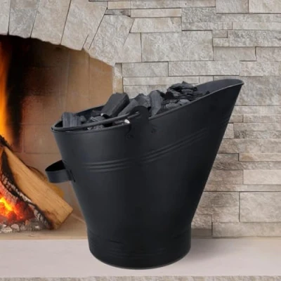 Immagine di HomeZone, secchiello per carbone nero accendere il camino, tronchi, e combustibile, secchio interni, BLACK WATERLOO STYLE BUCKET