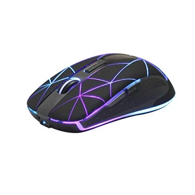 Immagine di Rii mouse senza fili 2,4 G, ottico wireless con ricevitore USB Nano 7 LED, per Windows/Mac/Linux, Office Home, nero