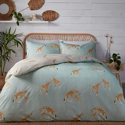 Immagine di Fusion Milo Giraffe Set copripiumino reversibile Letto matrimoniale in uovo d&#039;anatra