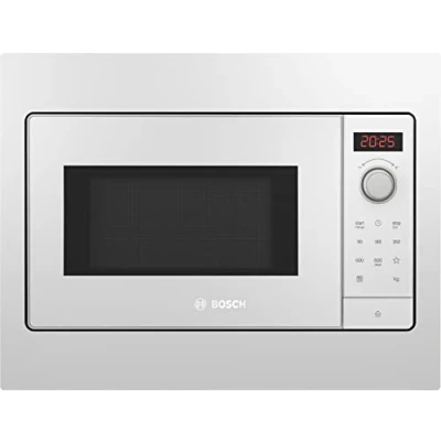Immagine di Bosch BFL523MW3 Serie 2 Microonde da incasso, 38 x 50 cm, 800 W, piatto girevole 27 fermata porta a sinistra, AutoPilot 7 programmi automatici, supporto per la pulizia, display touch LED