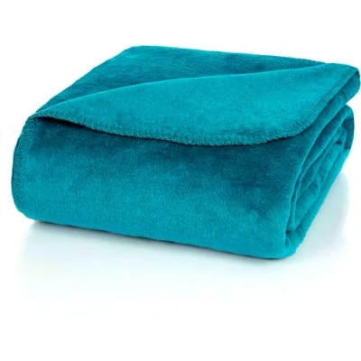 Immagine di Glart Morbida coperta in tinta unita color petrolio, 130x170 cm per divano e divano, come coperta, copriletto o copridivano, soffice calda