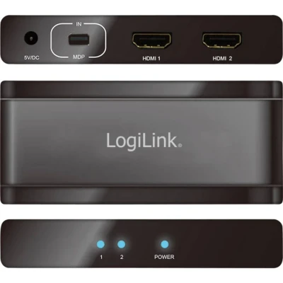 Immagine di LogiLink Kabel 2 Porte Distributore, splitter Mini DisplayPort Predisposto Ultra HD 3840 x 2160 Pixel Nero