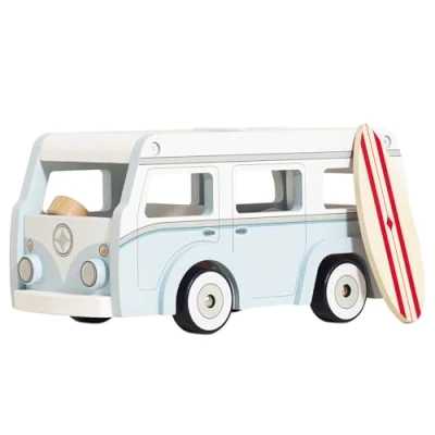 Immagine di Le Toy Van TV478 Camper giocattolo apribile per bambini, 3 anni, in legno certificato FSC, include cucina, letto e accessori, stile retrò, gioco Montessori, dipinto con colori a base d&#039;acqua