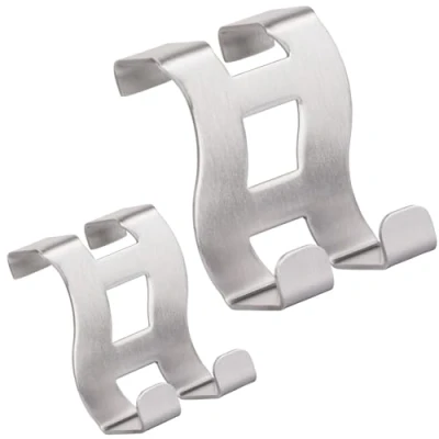 Immagine di RICOO Set di 2 Appendiabiti da Porta, Robusto e Resistente, Ganci Per Camera, Bagno, Cucina, Argento, Modello MH001 2, 5 x 6 4,5 cm