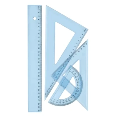 Immagine di Wonday Set di tracciamento geometrico infrangibile 4 pezzi: righello 30 cm, 2 squadre, goniometro Forniture scolastiche, studenti, ufficio, misure precise, durevole, perfetto per la scuola.