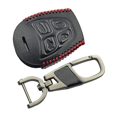 Immagine di Happyit Portachiavi in pelle per chiavi auto SAAB 9 3 5 93 95 4 pulsanti accessori telecomando