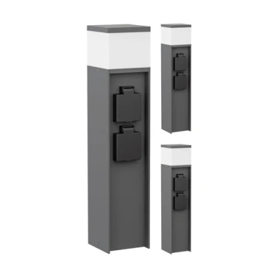 Immagine di ledscom.de 3 pz. bitta luminosa POMI per esterni, 39cm, antracite, 2 prese, incl. lampadina G9, 501lm, bianco caldo